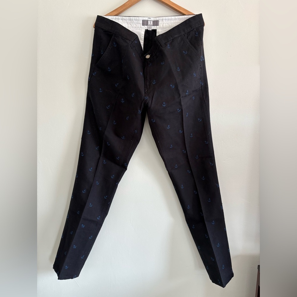 Men's Tristan Black Anchor Print Pants